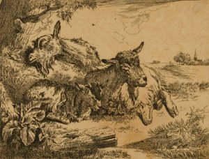 Deux chèvres et un chevreau