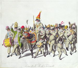 Procession du roi Punch pendant le carnaval romain, début du 19ème siècle