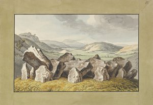 Un cercle de pierres préhistoriques sur un monticule, un paysage étendu au-delà - Johann Heinrich Wilhelm Tischbein