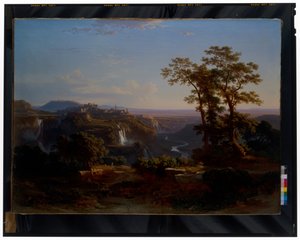 Vue de Tivoli avec les chutes d