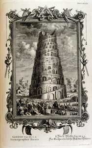 Plan de la tour de Babel vu de côté - Johann Jakob Scheuchzer