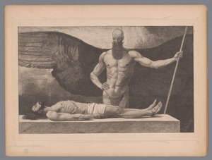 Christus dans le sarcophage avec un ange - Johann Jakob Weber