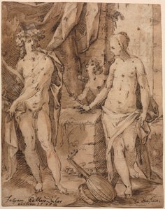 Apollon avec Érato et Cupidon, 1595 - Johann Kellerthaler
