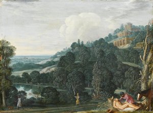 Un paysage étendu avec le Bon Samaritain
