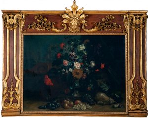 Nature morte aux fleurs avec tournesol et courge bouteille - Johann Kunstner
