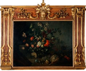 Nature morte de fleurs avec raisins, courge et grenades - Johann Kunstner