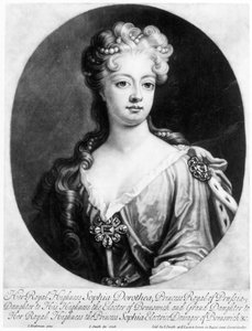 Sophie-Dorothée, reine de Prusse, gravée par John Smith, 1706 - Johann Leonhard Hirschmann