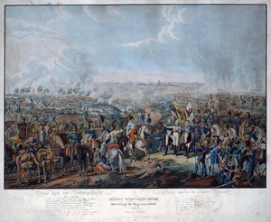Bataille de Leipzig (bataille des nations), en octobre 1813. Le Feld-Maréchal autrichien Schwarzenberg annonce la victoire des alliés à la Bataille de Leipzig à l