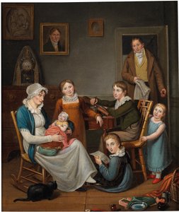 Autoportrait de John Lewis Krimmel avec Susannah Krimmel et ses enfants, 1809-10 - Johann Ludwig Krimmel