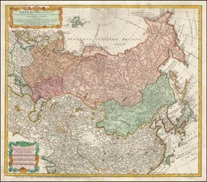 Carte de 1730 de la Russie et de la Tartarie par Johann Matthias Hase