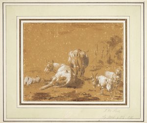 Paysage avec vaches et chèvres - Johann Melchior Roos