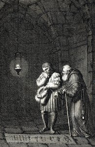 Empereur Charles IV (1346-1378) au tombeau de Widukind de Saxe à Enger, Allemagne en 1377 Gravure de Johann Michael Mettenleiter