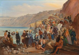 Baigneurs sur la plage de Chorillos, Miraflores, Lima - Johann Moritz Rugendas