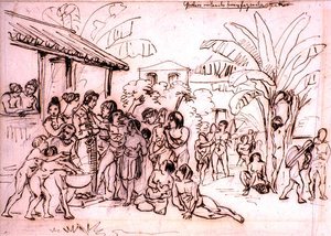 Indiens visitant un Domaine, Brésil, vers 1825