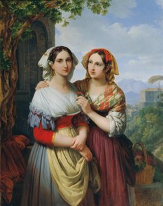Deux filles dans un paysage