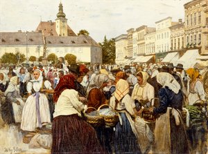 La place du marché, Misfrau (huile sur toile)