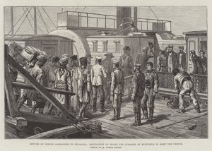 Retour du Prince Alexandre en Bulgarie, Députation à Bord du Steamer à Rustchuk pour rencontrer le Prince