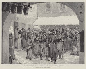 La famine en Russie, la police de Saint-Pétersbourg distribuant des billets pour des logements - Johann Nepomuk Schonberg