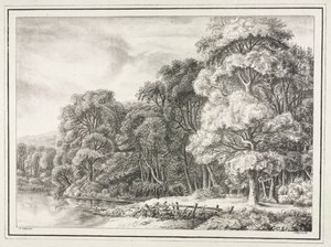 Paysage boisé avec lac - Johann Nepomuk Strixner