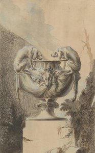 Conception pour un vase de jardin avec thème de chasse, vers 1740