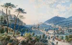 Vue du palais de Weilburg à Baden près de Vienne - Johann Raulino