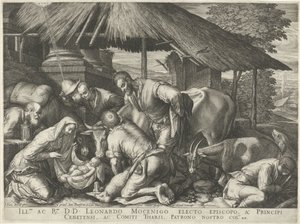 Adoration des bergers avec des jeunes bergers endormis - Johann Sadeler (I)