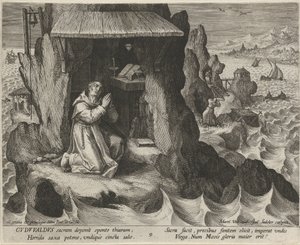 Saint Gudwal du Pays de Galles en ermite - Johann Sadeler (I)