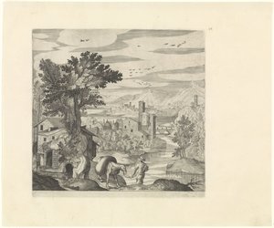 Paysage avec un paysan et son âne - Johann Sadeler (I)