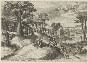 Leto (Latone) transforme les Lyciens en grenouilles - Johann Sadeler (I)