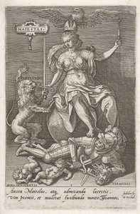 Majestas (La dignité) triomphe de Tirannis (La tyrannie) - Johann Sadeler (I)