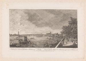 Vue des jardins de Somerset sur le pont de Westminster à Londres - Johann Sebastian Muller