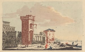 Châteaux, ruines et paysages marins - Six gravures en couleur - Johann Teyler