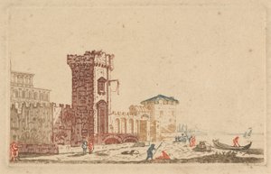 [Une de] Six Gravures Colorées de Châteaux, Ruines et Paysages Marins