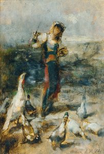 Fille avec volaille