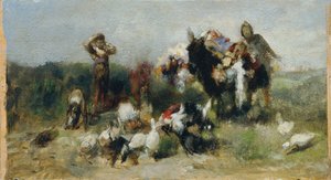 Scène de Don Quichotte (Combat avec la volaille) - Johann  Till der Jüngere