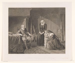 La mère, la femme et le fils de Reinier van Oldenbarnevelt implorent la clémence de Maurice, 1623