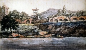 Rome - vue du Tibre, aquarelle de Goethe. XIXe siècle. - Johann Wolfgang von Goethe