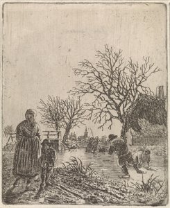 Paysage avec patineurs