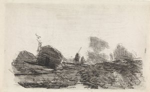Paysage avec une grange et deux cavaliers - Johannes Franciscus Hoppenbrouwers
