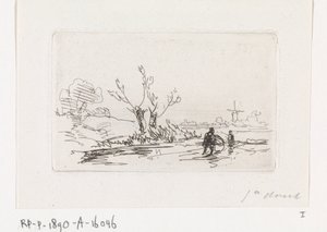 Patineurs près de saules têtards - Johannes Franciscus Hoppenbrouwers