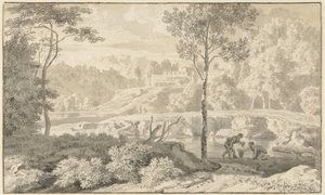 Paysage arcadien avec figures près d