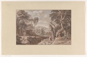 Paysage arcadien avec une scène de sacrifice - Johannes Glauber