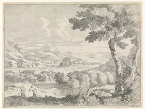 Paysage vallonné avec bergers - Johannes Glauber