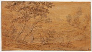 Paysage avec figures au bord d