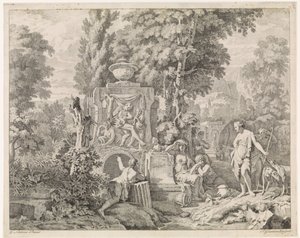 Paysage avec une fontaine et Diane et ses nymphes (Bijbelse, mythologische en allegorische voorstellingen)