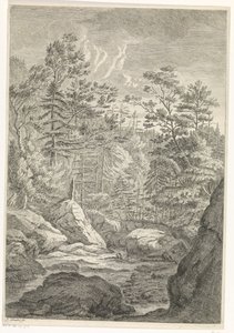 Ravin avec des arbres et un ruisseau - Johannes Glauber