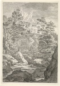 Ravin avec arbres et ruisseau (Paysages dans le massif de la Chartreuse) - Johannes Glauber
