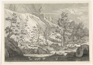 Ravin avec un troupeau de moutons (Paysages dans le massif de la Chartreuse) - Johannes Glauber