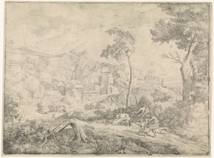 Trois bergers dans une tempête - Johannes Gottlieb Glauber