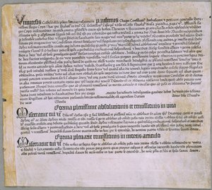 Lettre d’indulgence (pour l’expédition contre les Turcs et la défense de Chypre), (Mayence, Johannes Gutenberg, 1455) - Johannes Gutenberg